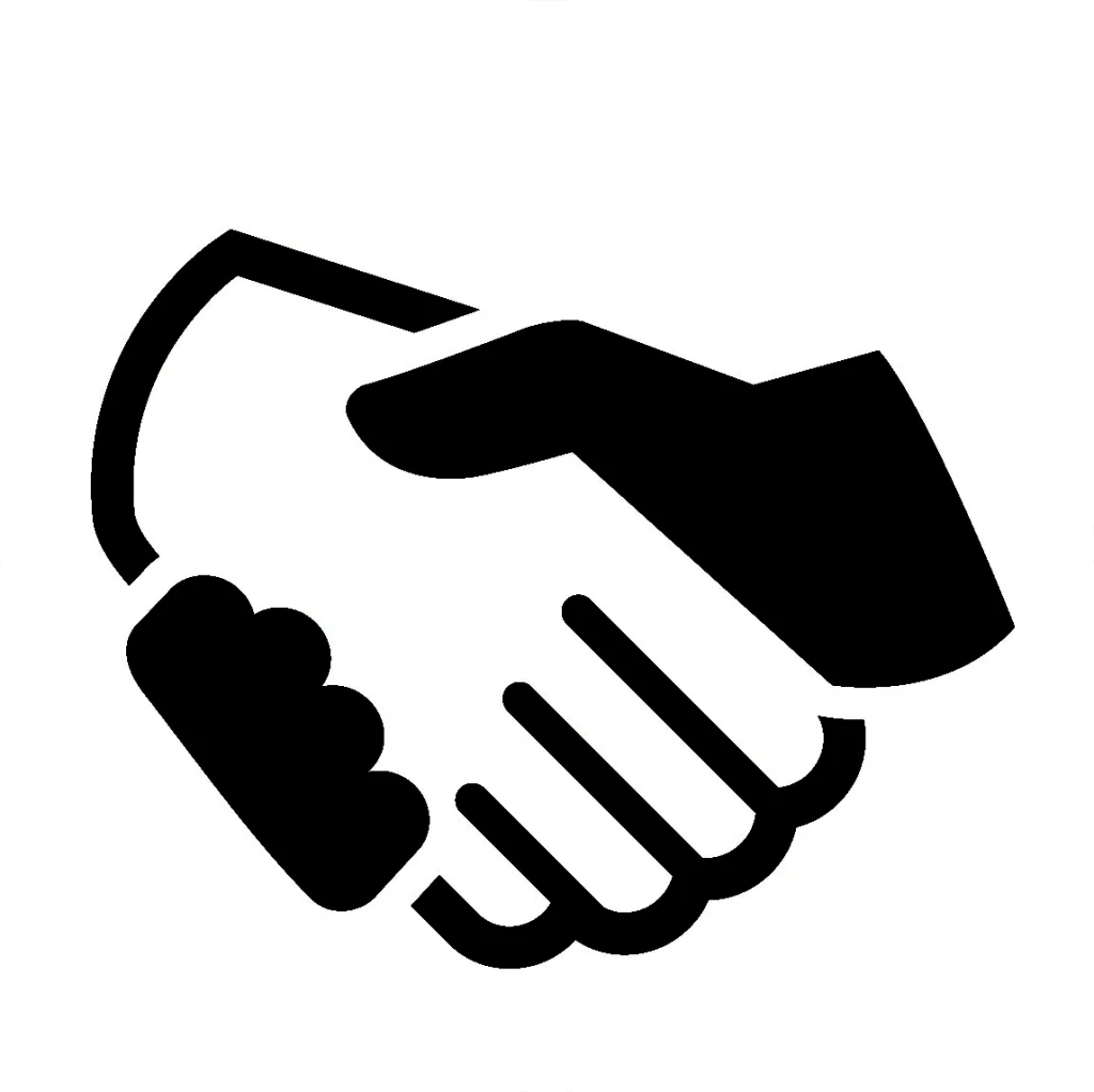 Minimalist Black and White Handshake Clipart Symbolizing Partnership and Agreement