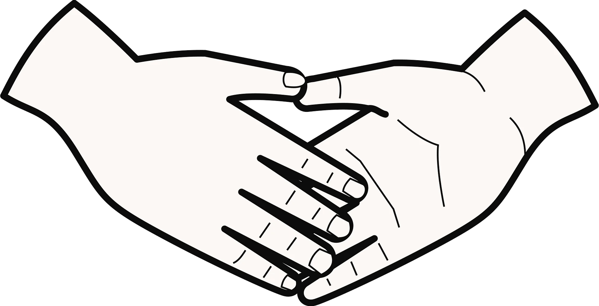 Minimalist Black and White Handshake Clipart Symbolizing Unity and Agreement