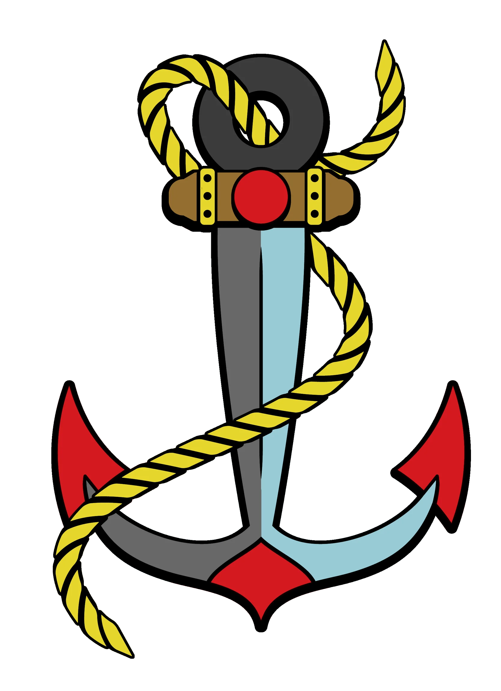 Nautical Anchor Clipart: Traditional Maritime Symbol with Twisted Rope Design