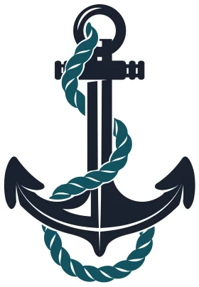 Nautical Anchor Clipart with Entwined Maritime Rope Illustration Design