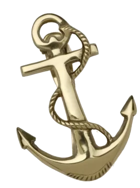 Nautical Golden Metallic Maritime Anchor Clipart Design Illustration
