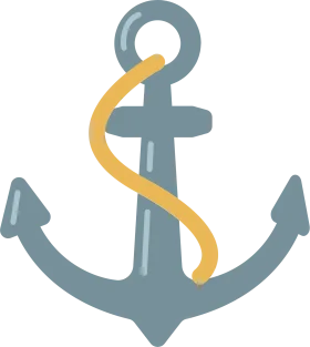Nautical Maritime Anchor Clipart with Stylized Serpentine Rope Design