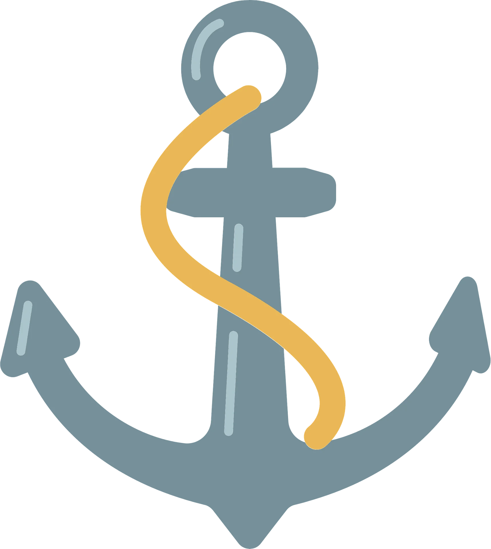 Nautical Maritime Anchor Clipart with Stylized Serpentine Rope Design