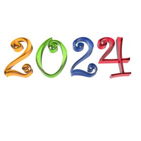 Playful Artistic Numeric Typography Celebrating New Year 2024 Clipart Design