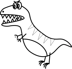 Playful Black and White T-Rex Dinosaur Cartoon Clipart Illustration