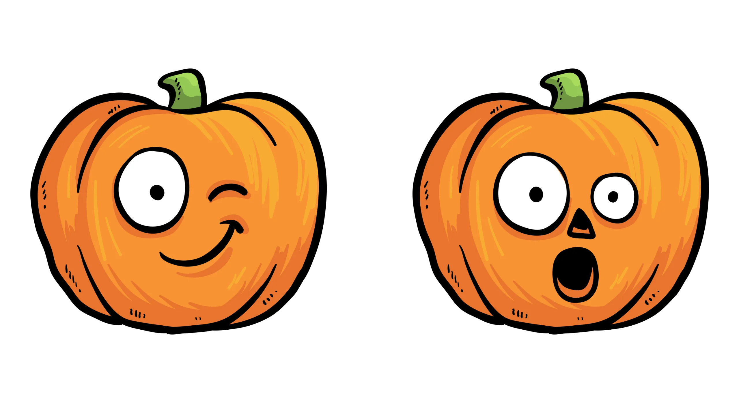Playful Cartoon Pumpkin Clipart with Charming Animated Facial Expressions