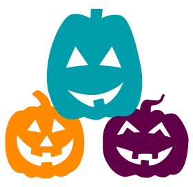 Playful Halloween Jack-o'-Lantern Clipart Trio in Colorful Seasonal Design