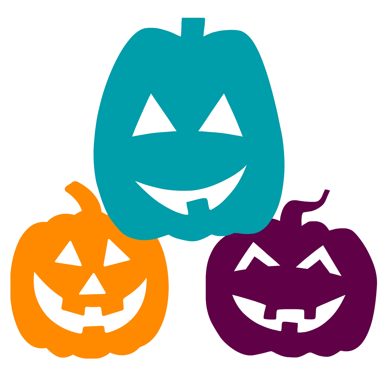 Playful Halloween Jack-o'-Lantern Clipart Trio in Colorful Seasonal Design
