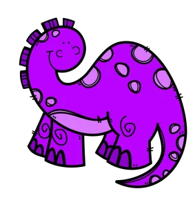 Playful Purple Prehistoric Pal: A Whimsical Dinosaur Clipart Adventure
