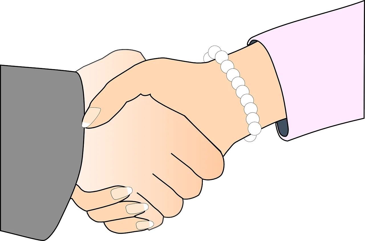 Professional Business Partners Sealing Agreement with Handshake Clipart Illustration