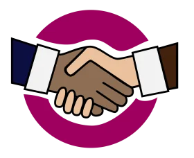 Professional Business Partnership Handshake Clipart Design with Bold Circular Background