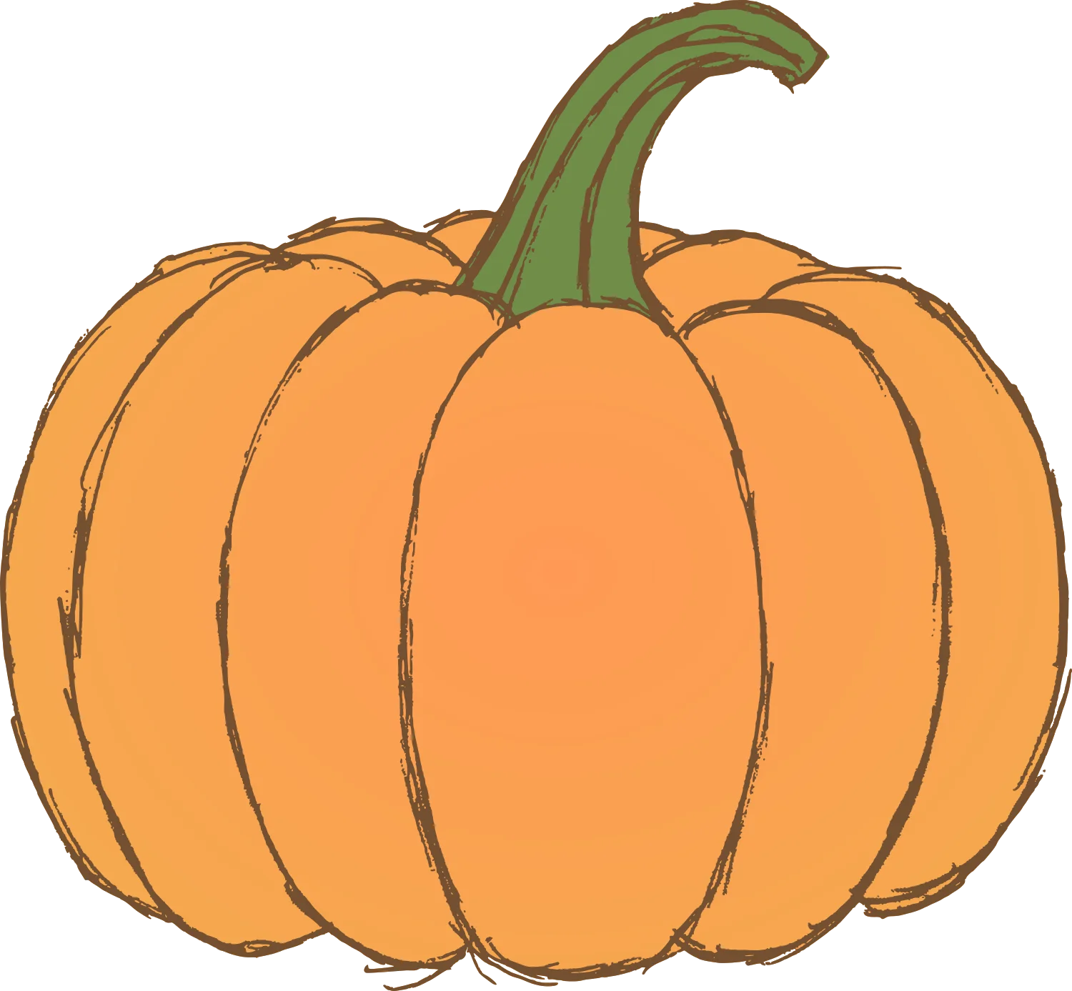 Rustic Orange Autumn Harvest Pumpkin Illustration Clipart Design