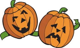 Spooky Halloween Carved Jack-o'-Lantern Pumpkins Seasonal Clipart Design