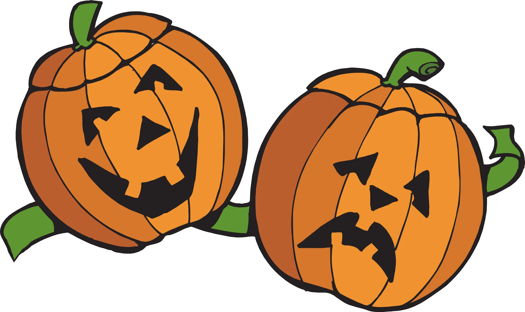 Spooky Halloween Carved Jack-o'-Lantern Pumpkins Seasonal Clipart Design