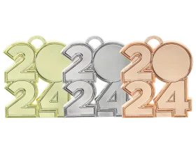 Stylized 2024 Numeric Emblems in Metallic Pastel Color Palette - New Year Clipart Design