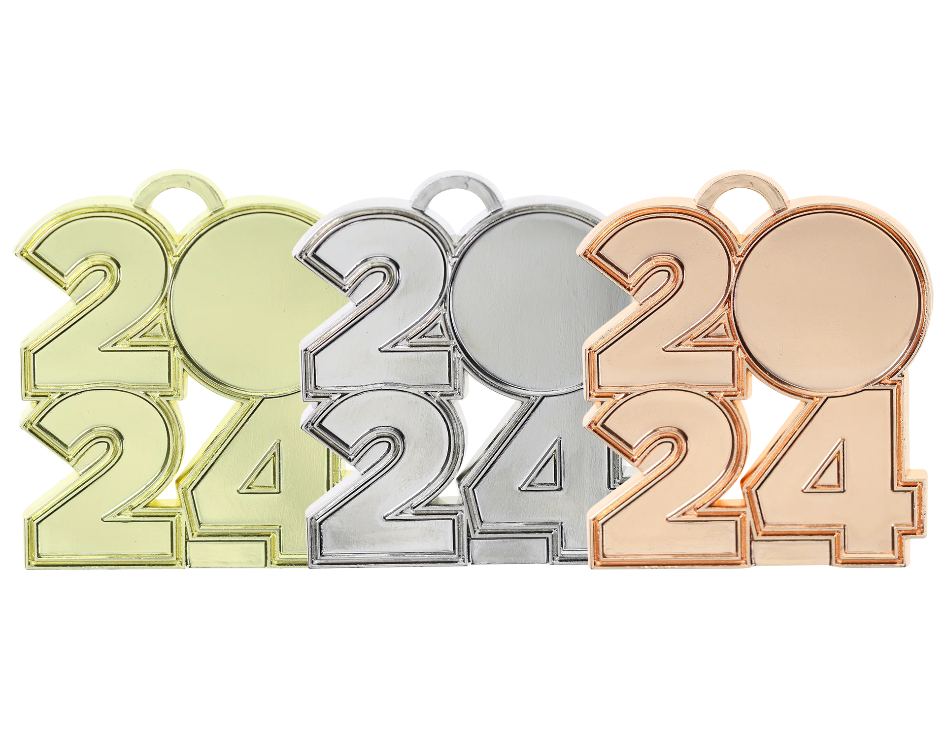 Stylized 2024 Numeric Emblems in Metallic Pastel Color Palette - New Year Clipart Design