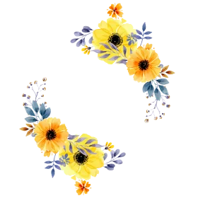 Sunlit Watercolor Sunflower and Periwinkle Floral Arrangement Clipart Design
