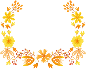 Sunshine Bloom Symmetry: Elegant Yellow Floral Frame Clipart Design
