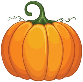 Whimsical Orange Harvest Pumpkin Clipart with Charming Curled Stem