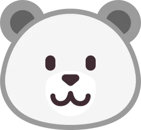 Adorable Minimalist Polar Bear Clipart with Cute Rounded Design and Soft Ears