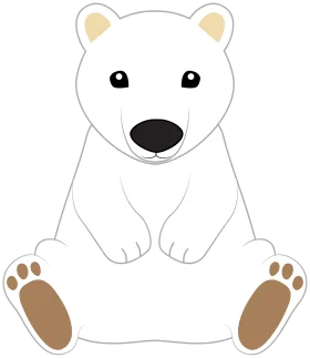 Adorable Minimalist Polar Bear Clipart with Soft Color Palette and Rounded Design