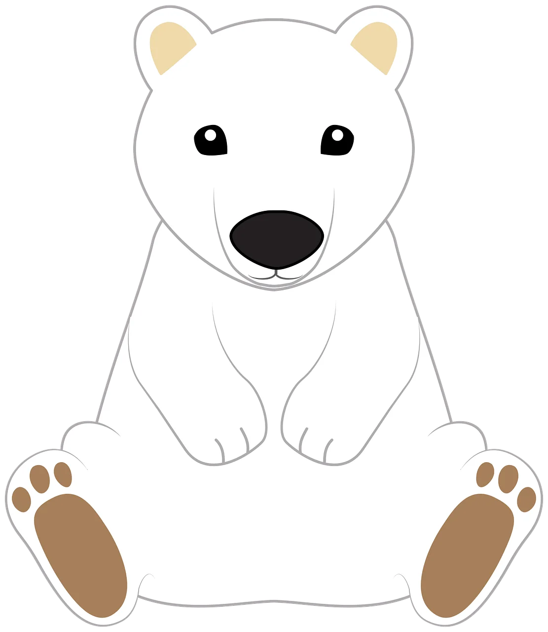 Adorable Minimalist Polar Bear Clipart with Soft Color Palette and Rounded Design
