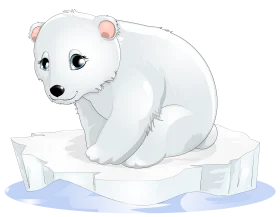 Adorable Polar Bear Cub Perched on Icy Floating Clipart with Soft Pastel Colors