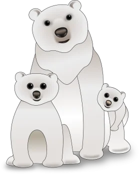 Adorable Polar Bear Family Cartoon Clipart: Cute Arctic Companions