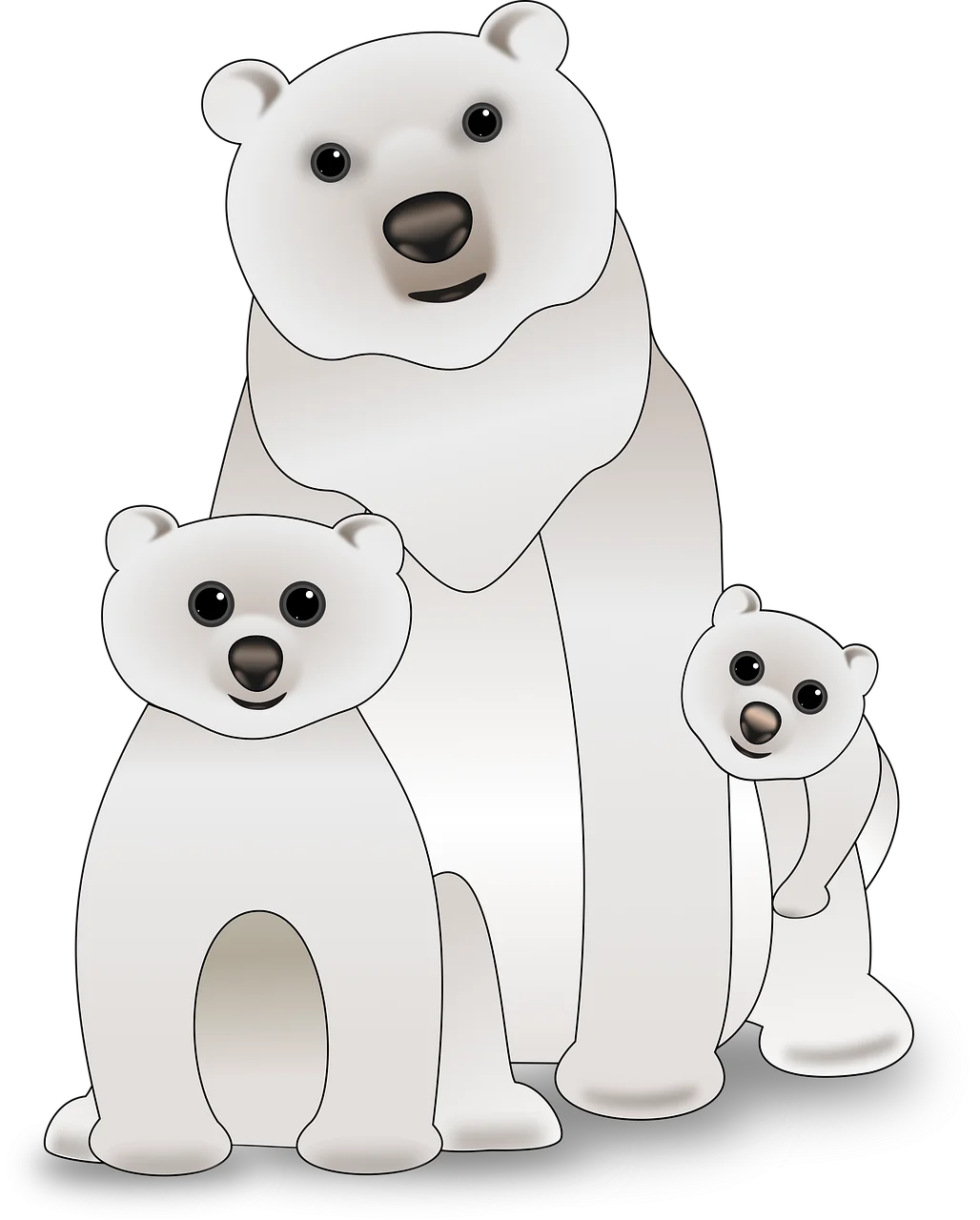 Adorable Polar Bear Family Cartoon Clipart: Cute Arctic Companions