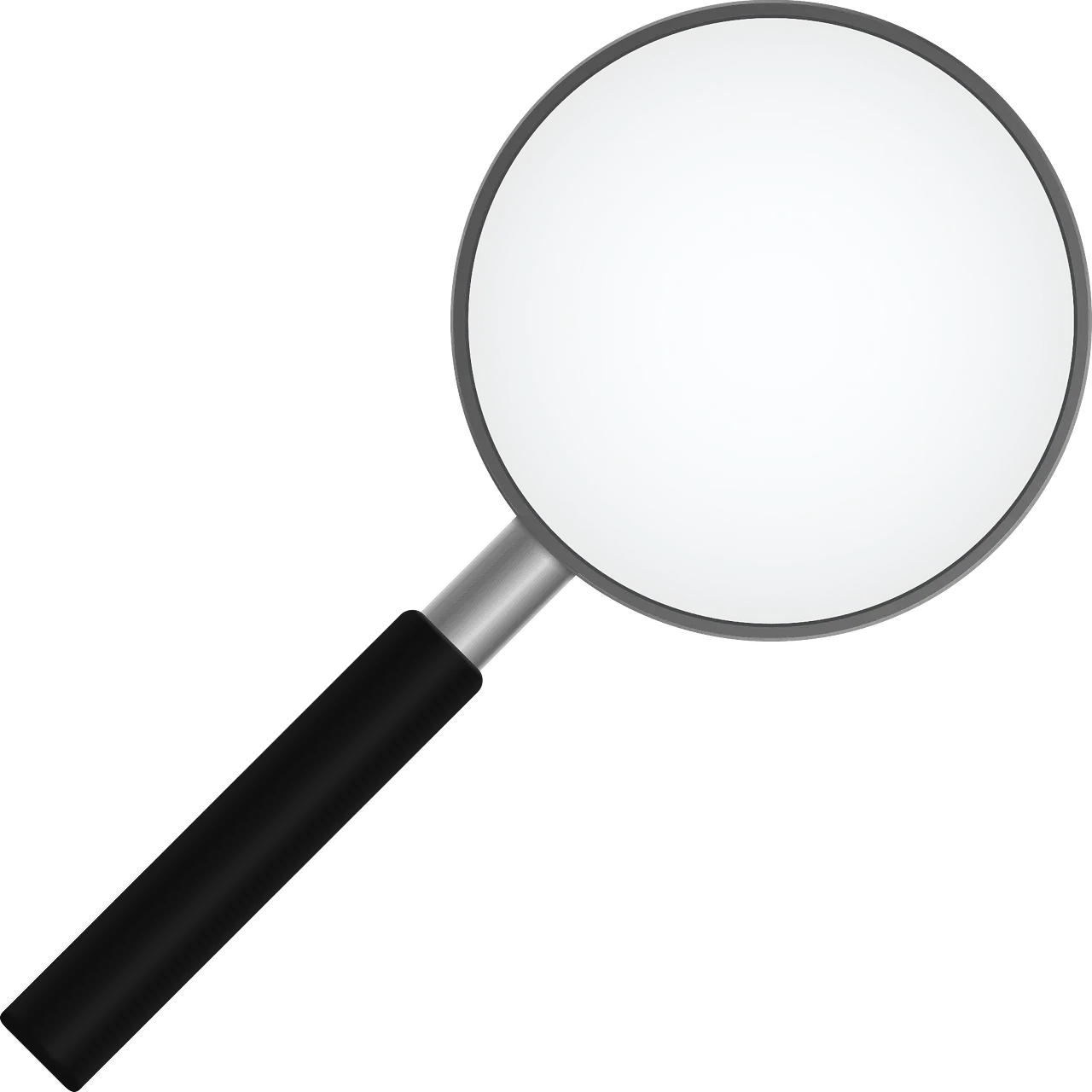 Classic Black and Silver Professional Research Magnifying Glass Clipart Illustration