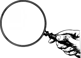 Classic Black and White Magnifying Glass Clipart - Detective's Essential Tool