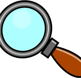 Classic Magnifying Glass Clipart with Sleek Black Frame and Warm Wooden Handle