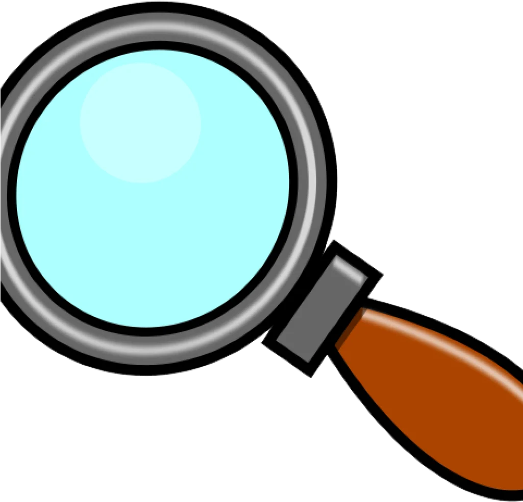 Classic Magnifying Glass Clipart with Sleek Black Frame and Warm Wooden Handle