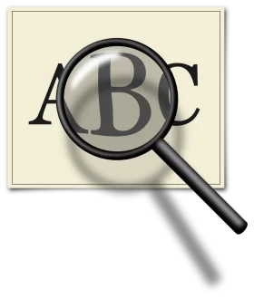 Classic Monochrome ABC Magnifying Glass Clipart with Elegant Vintage Design