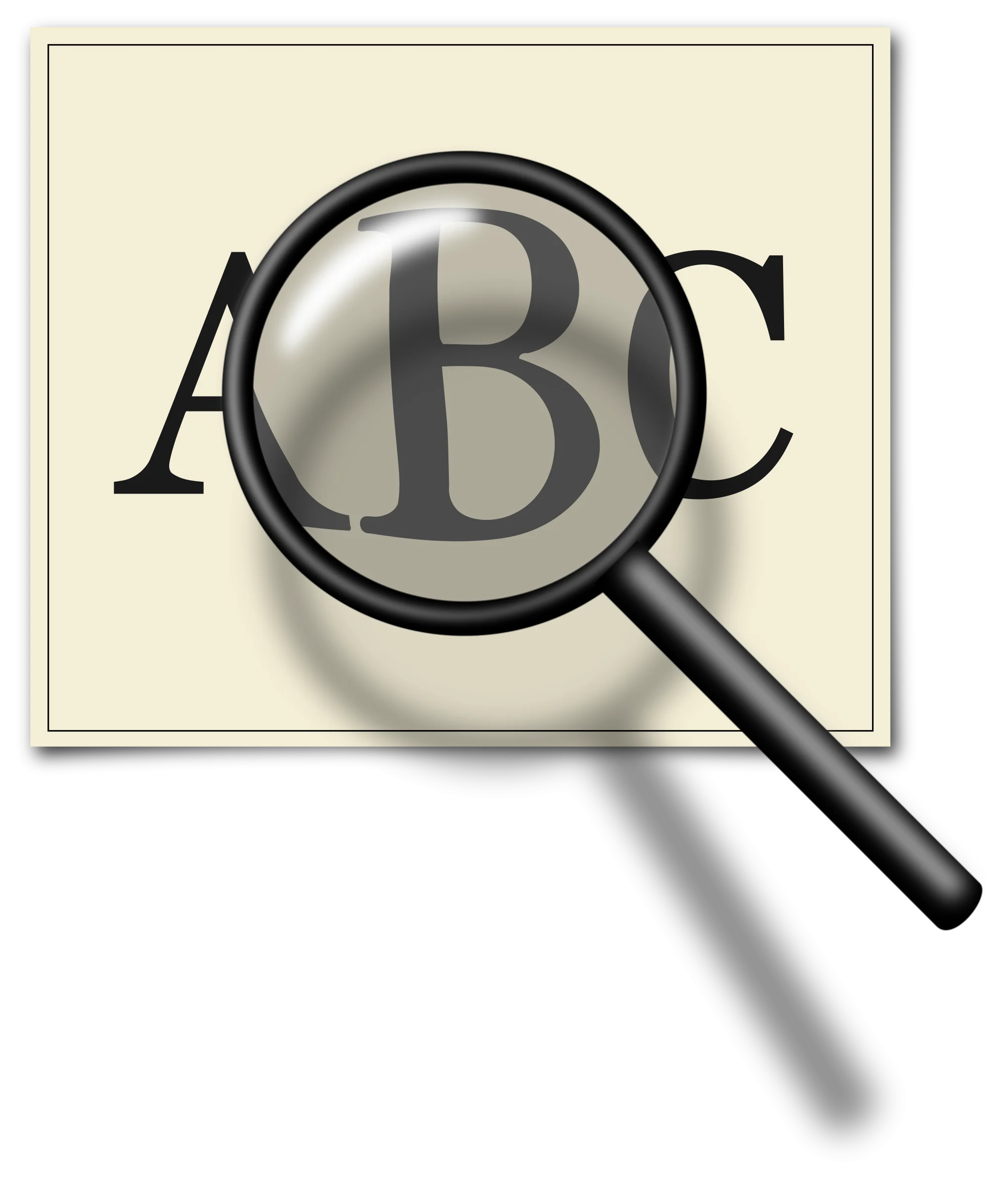 Classic Monochrome ABC Magnifying Glass Clipart with Elegant Vintage Design