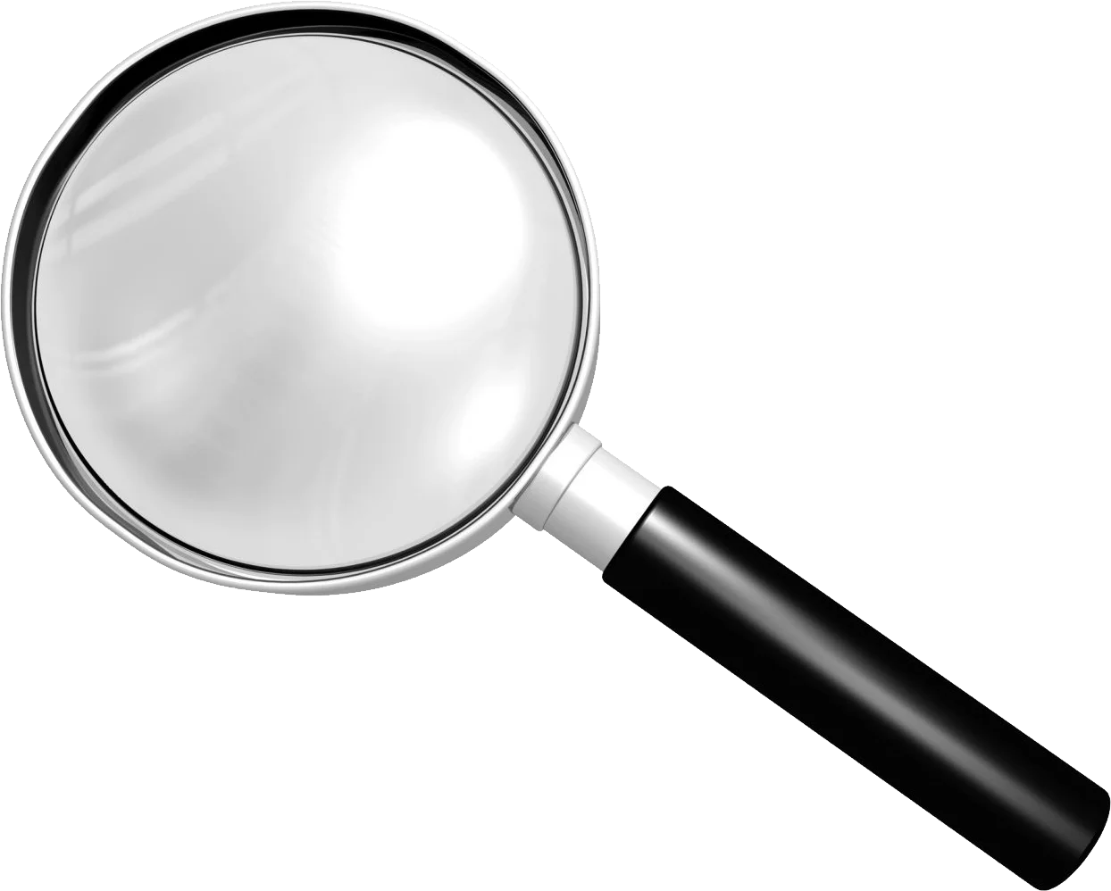 Classic Silver and Black Magnifying Glass Clipart Design for Search and Exploration