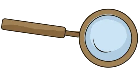 Classic Vintage Style Magnifying Glass Clipart Illustration with Wooden Handle