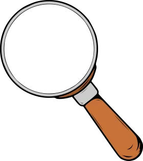 Classic Wooden Handle Magnifying Glass Clipart - Detailed Investigative Tool Illustration
