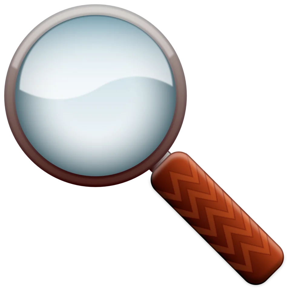 Detailed Wooden-Handled Magnifying Glass Clipart with Soft Gradient Lens