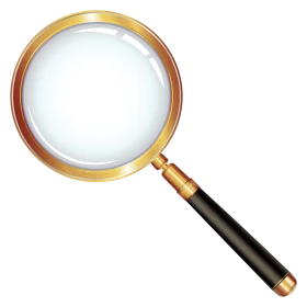 Elegant Golden and Black Magnifying Glass Clipart with Polished Lens Design