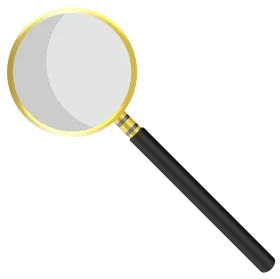 Elegant Golden-Rimmed Professional Magnifying Glass Clipart Design