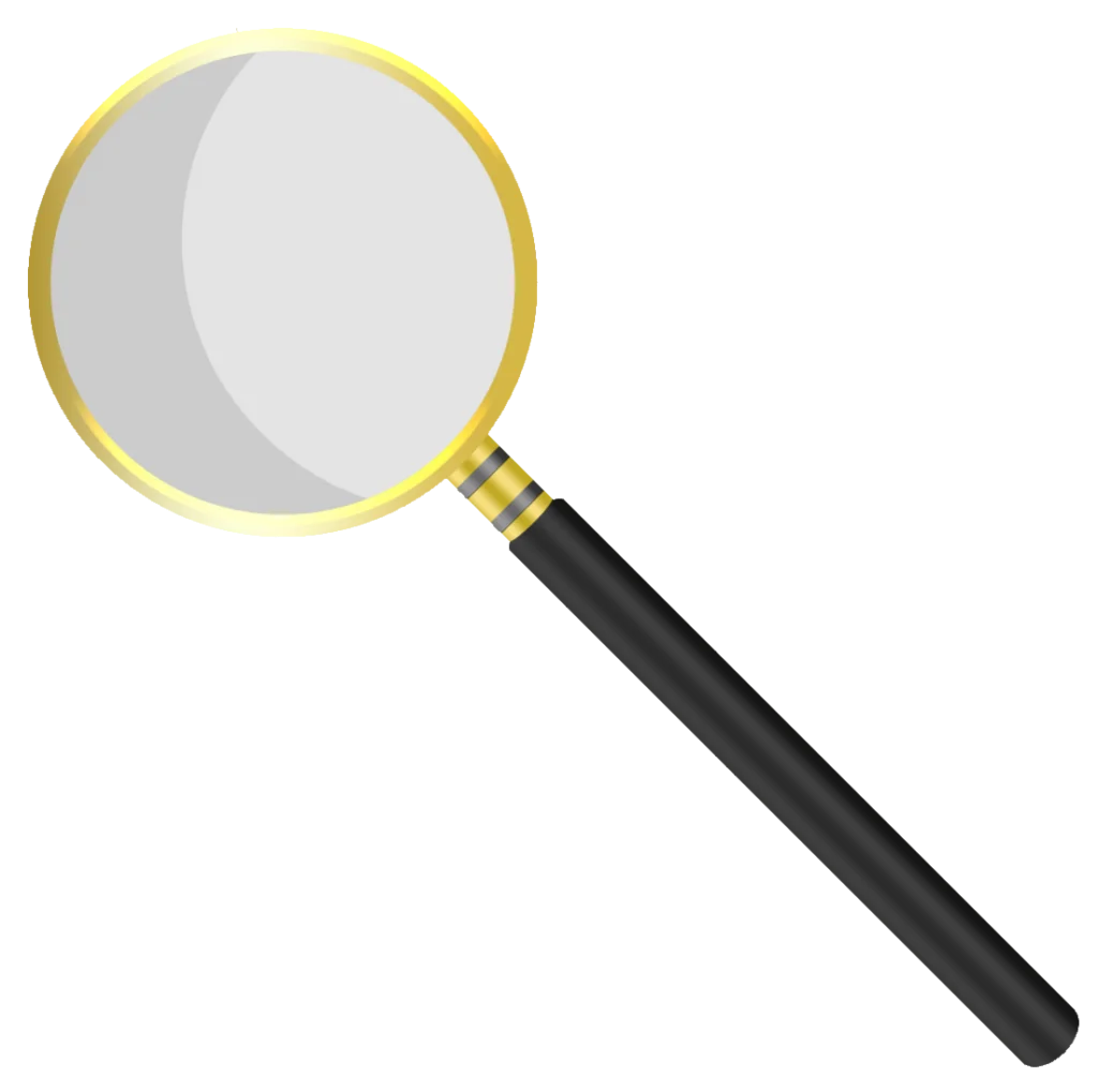Elegant Golden-Rimmed Professional Magnifying Glass Clipart Design
