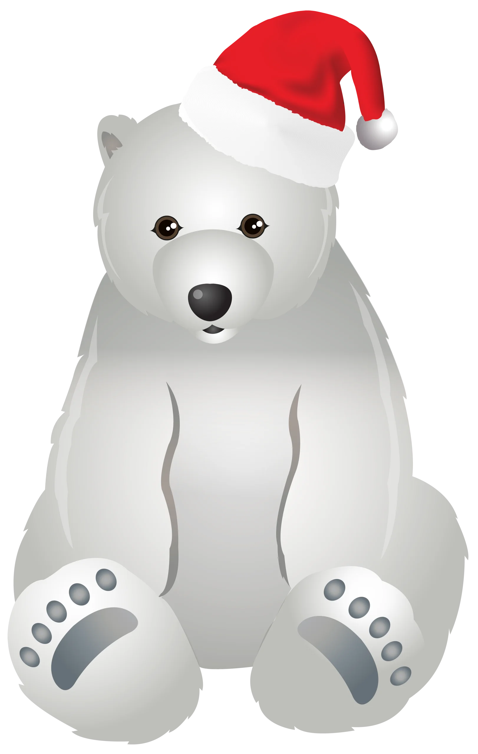 Festive Winter Polar Bear Clipart Wearing Jolly Red Santa Hat