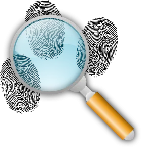 Forensic Fingerprint Investigation Magnifying Glass Clipart Illustration