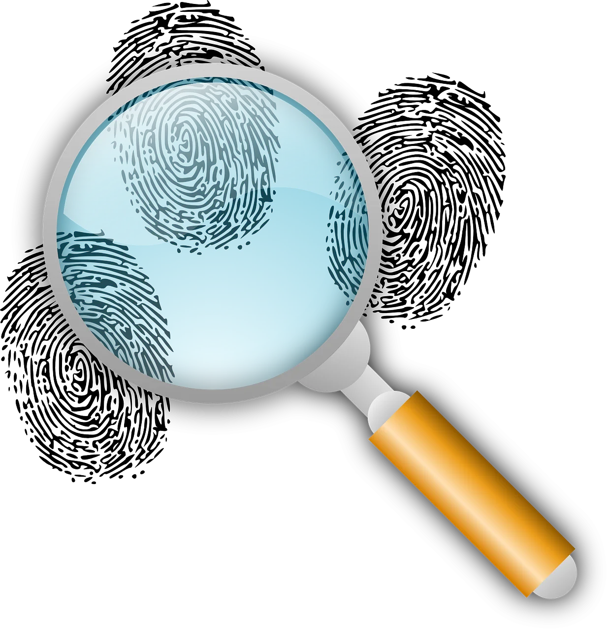 Forensic Fingerprint Investigation Magnifying Glass Clipart Illustration