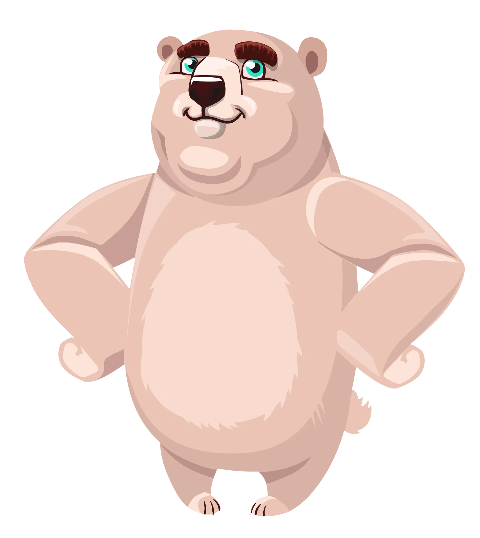 Friendly Chubby Cartoon Polar Bear Clipart with Whimsical Charm and Playful Expression