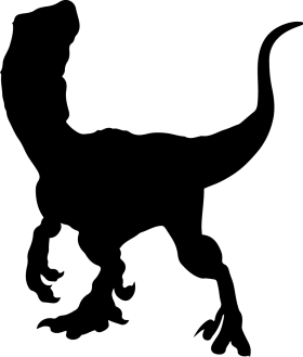 Prehistoric Silhouette of Velociraptor Dinosaur - Sharp Edged Clipart Design
