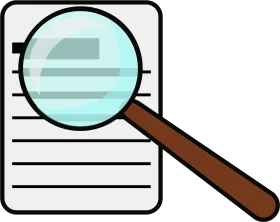 Professional Magnifying Glass Examining Document Clipart Design for Research