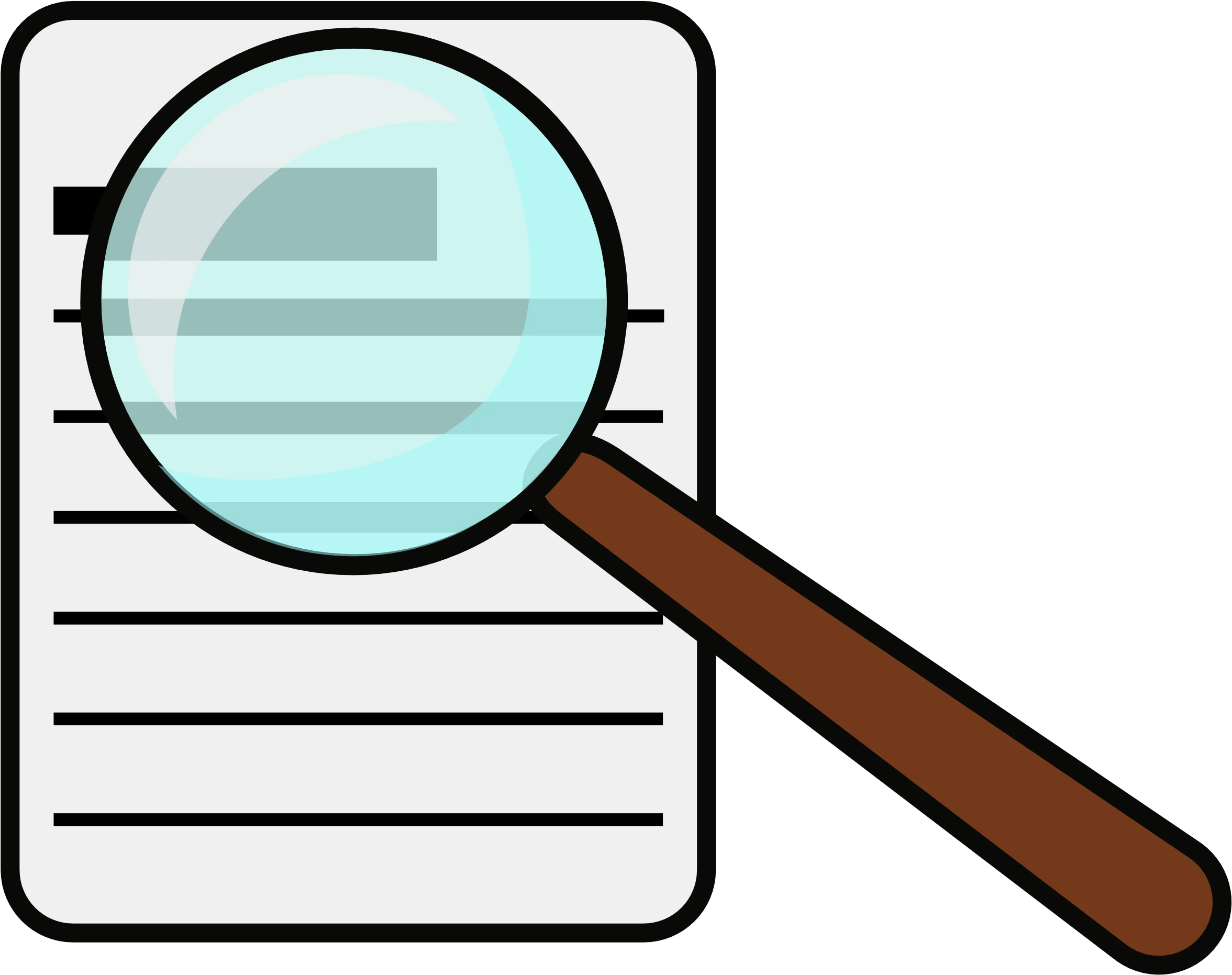 Professional Magnifying Glass Examining Document Clipart Design for Research