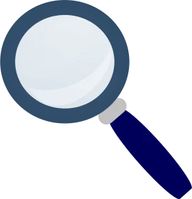 Professional Navy Blue and Gray Magnifying Glass Clipart for Detective Themes